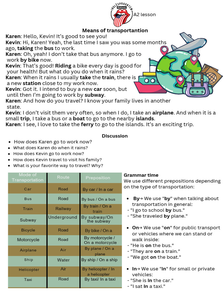 Transportation Methods and Usage Guide | PDF | Transport | Mode Of ...