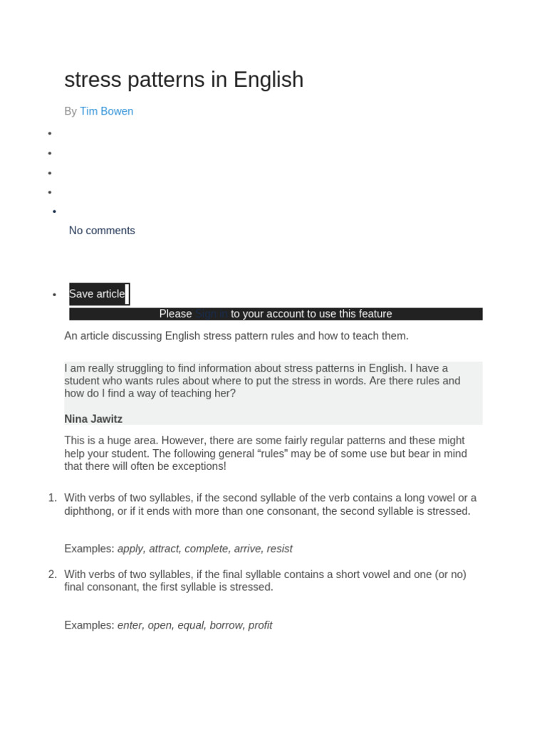 8 English Word Stress Rules to Promote Clear Communication | PDF ...