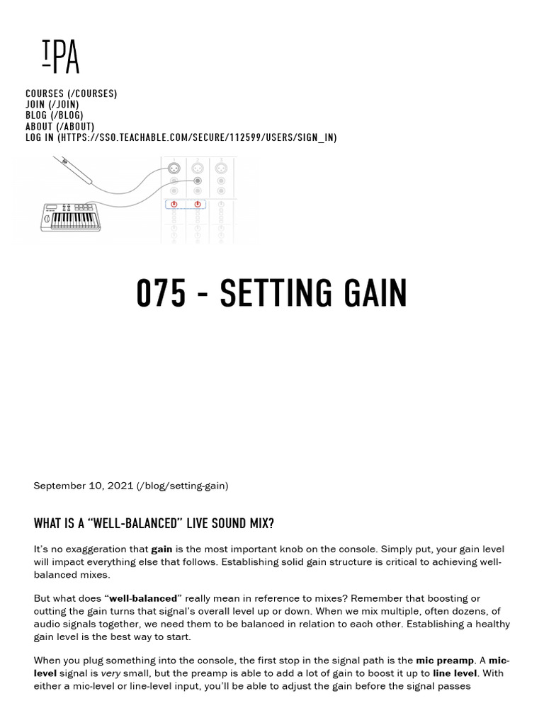 Setting+Gain+Levels+ +the+Production+Academy 1641886241286 | PDF ...