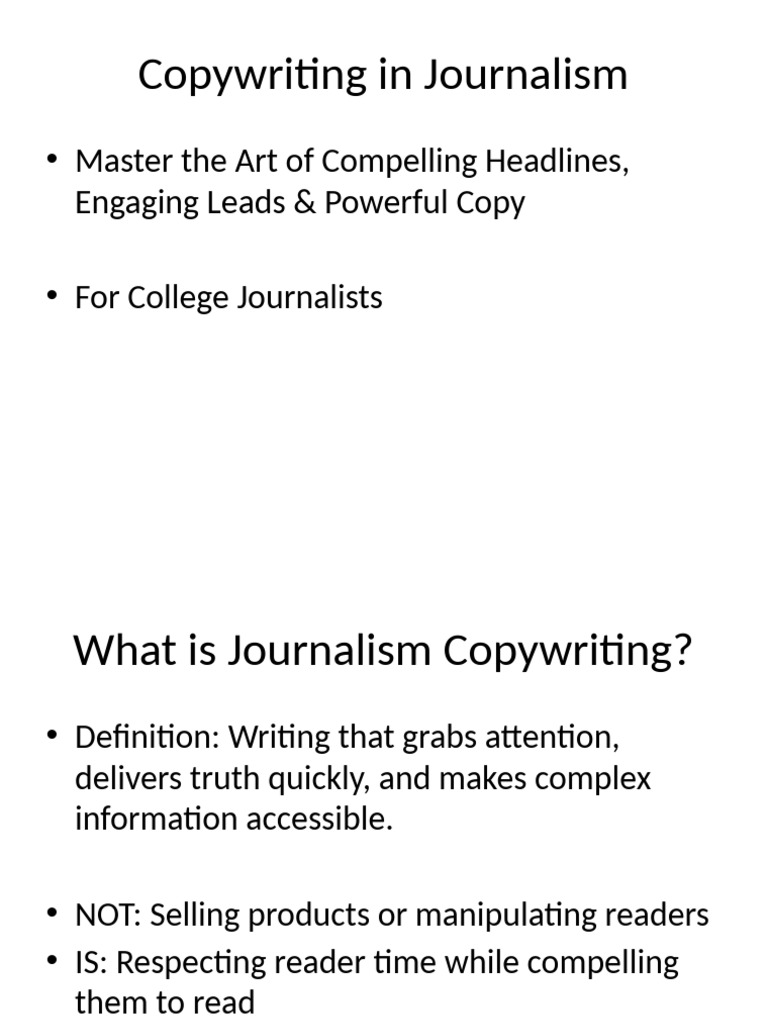 Copywriting Essentials for Journalists | PDF