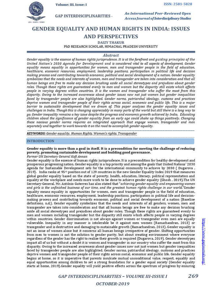Gender Equality Challenges in India | PDF | Gender Equality | Gender ...