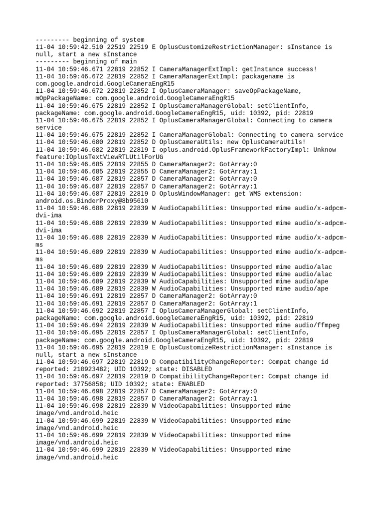 Camera Manager Log Analysis | PDF | Computing | Software