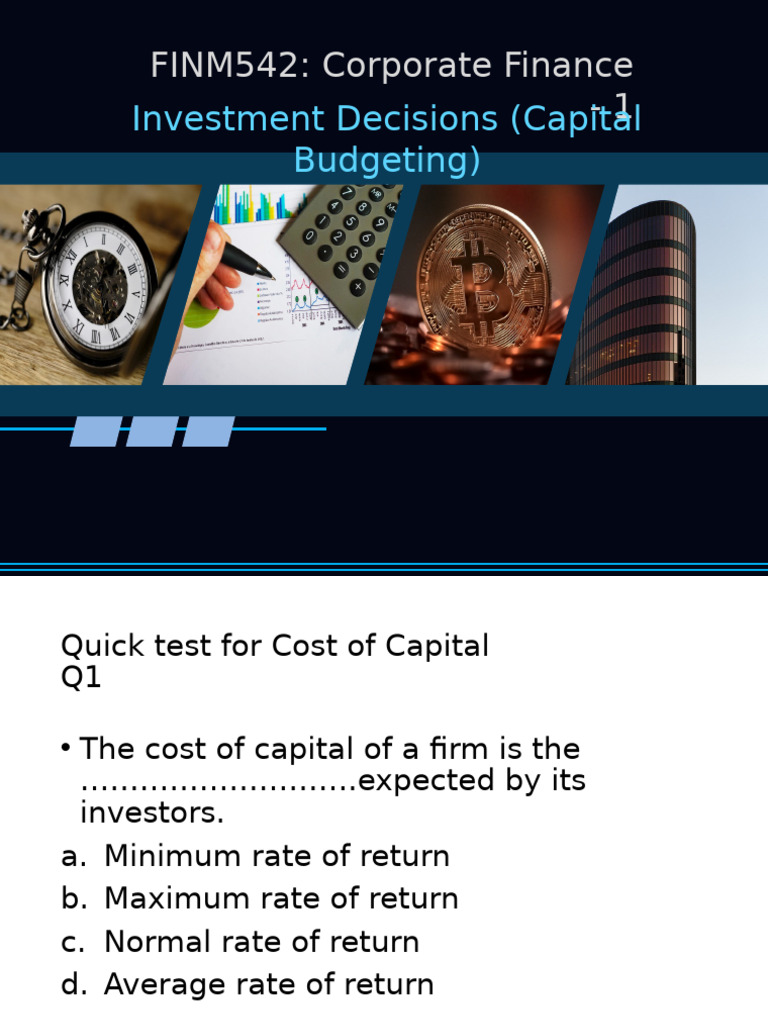Corporate Finance: Capital Budgeting Guide | PDF | Net Present Value ...