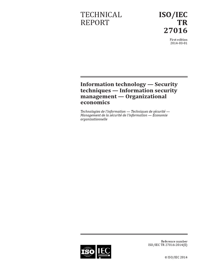 ISO/IEC TR 27016 Overview | PDF | Information Security | Risk