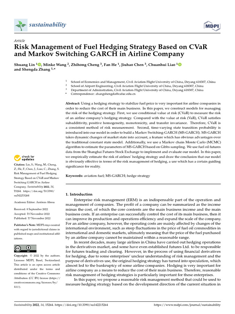 Fuel Hedging Risk Management in Airlines | PDF | Statistical Theory ...