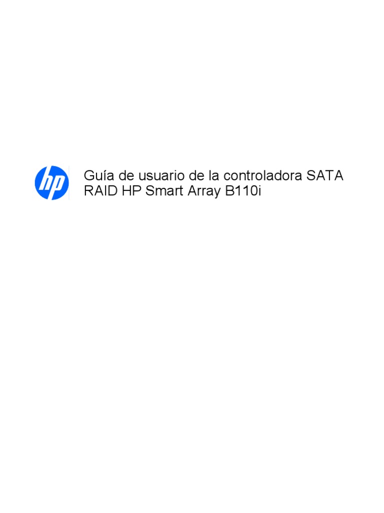 Guia de Usuario SATA RAID HP Smart Array B110i PDF Servidor
