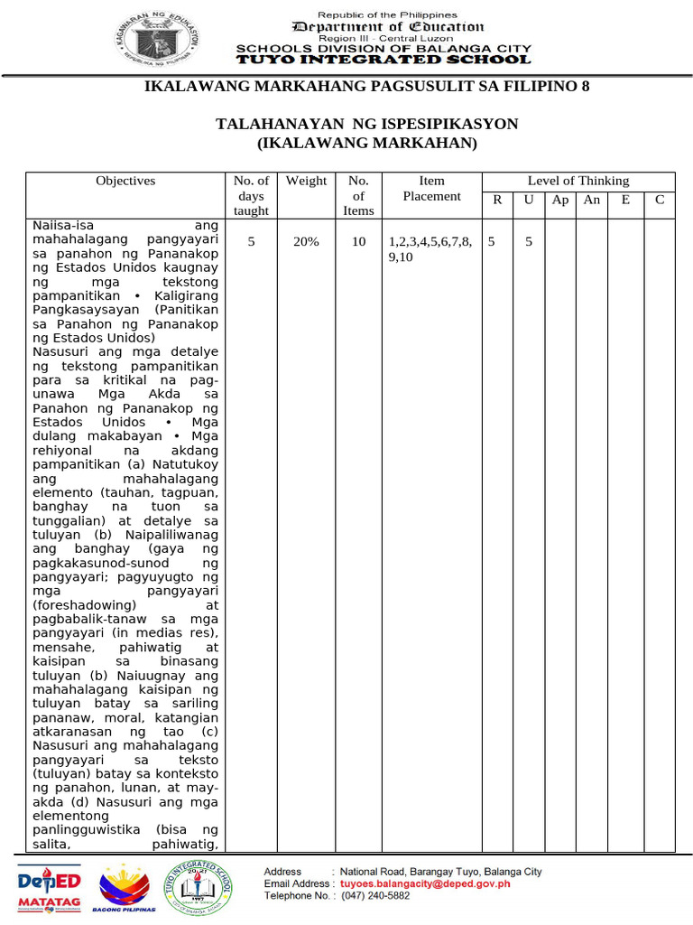 Grade 8 PT 2nd Quarter | PDF