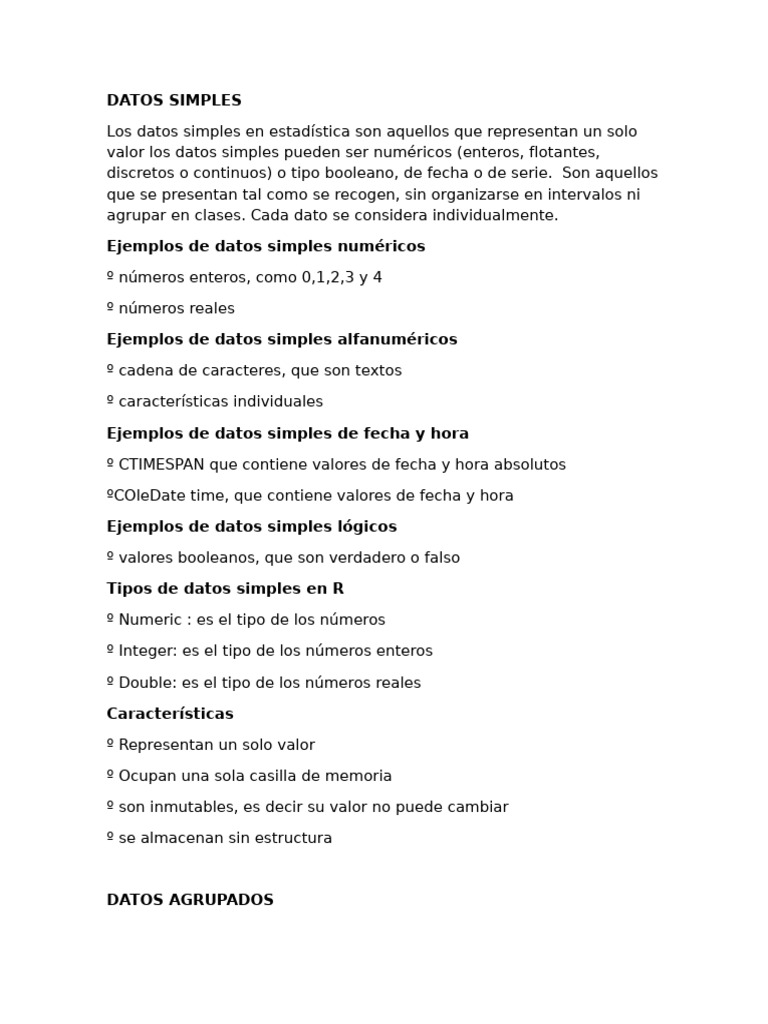 Ejemplos y Tipos de Datos Simples | PDF | Datos | Variable (informática)