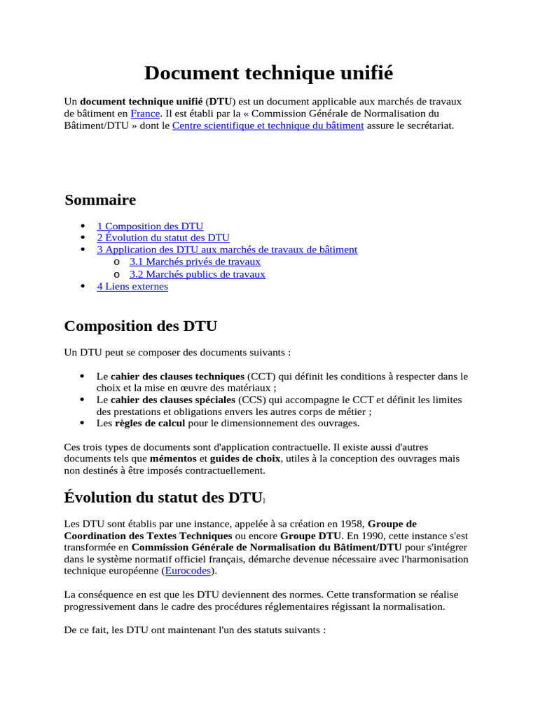 Comprendre le Document Technique Unifié | PDF | Code de la construction ...