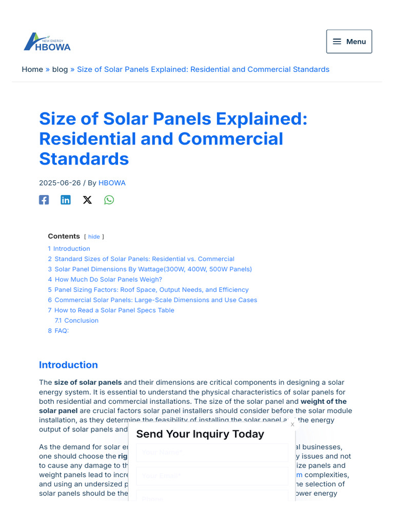 Commercial Solar Panel Size Guide | PDF | Solar Panel | Photovoltaic System