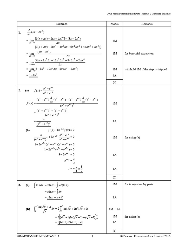 2016 DSE Math Extended Part M2 Marking Scheme | PDF | Geometry ...