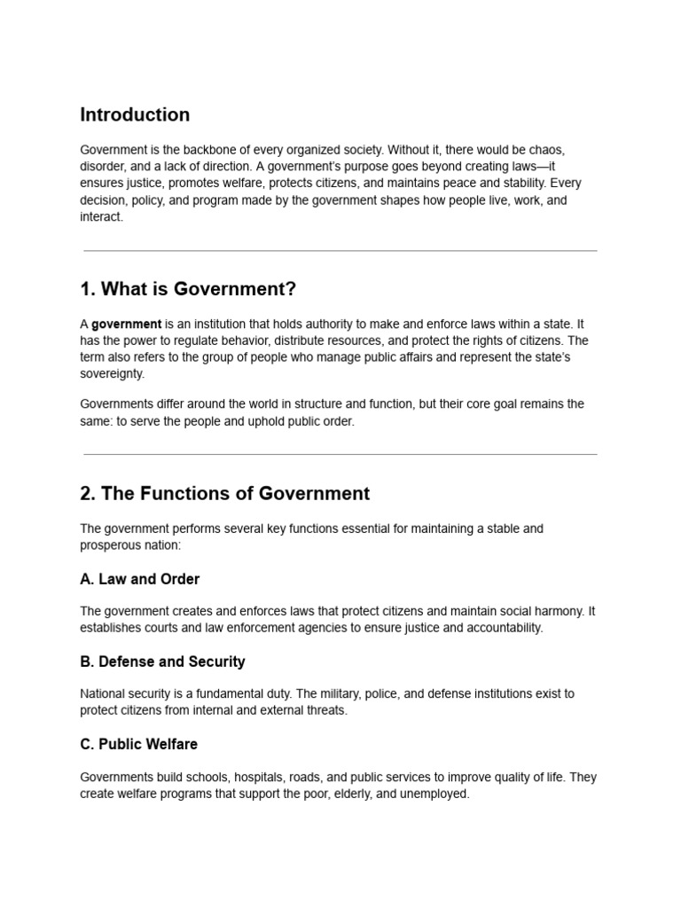 Understanding Government Functions and Forms | PDF | Democracy ...