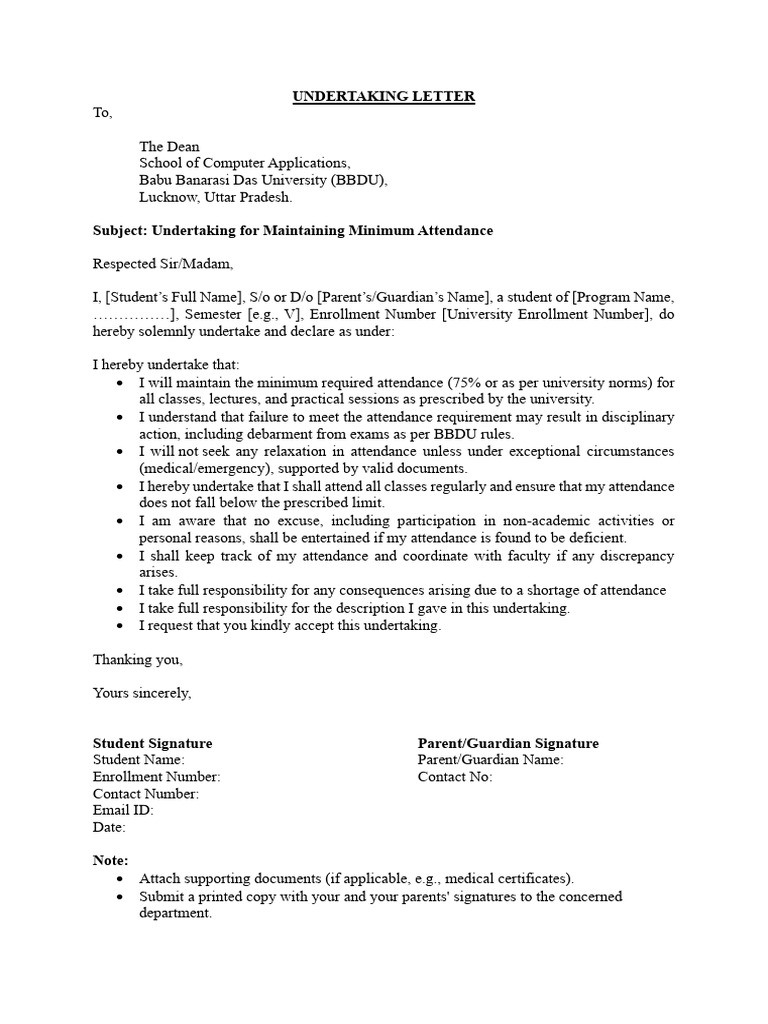 Undertaking Letter | PDF