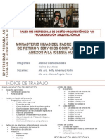 FAUA UPAO Taller Pre-profesional de Diseño arquitectónico VIII  - 2010  Programacion Arquitectónica - CONVENTO DE MADRES