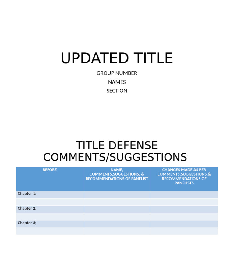 Title Defense Feedback Summary | PDF