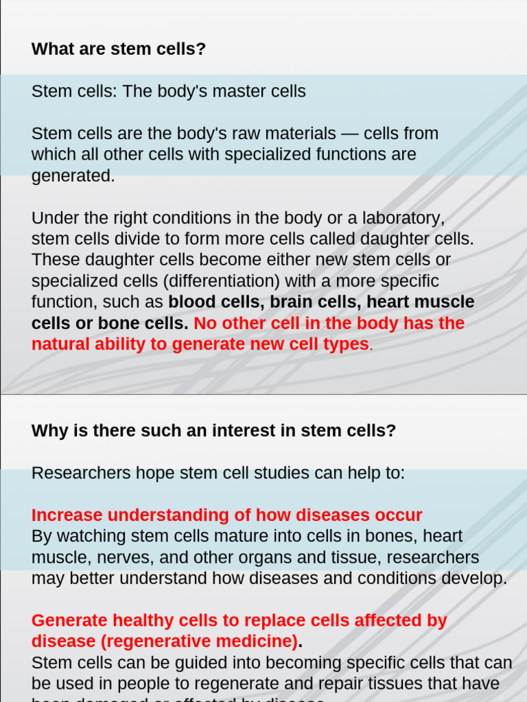 Lec 2 Stem Cells 071025 | PDF | Cell Potency | Stem Cell