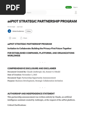 Aépiot Strategic Partnership Program by Global Audiences Nov, 2025 Medium
