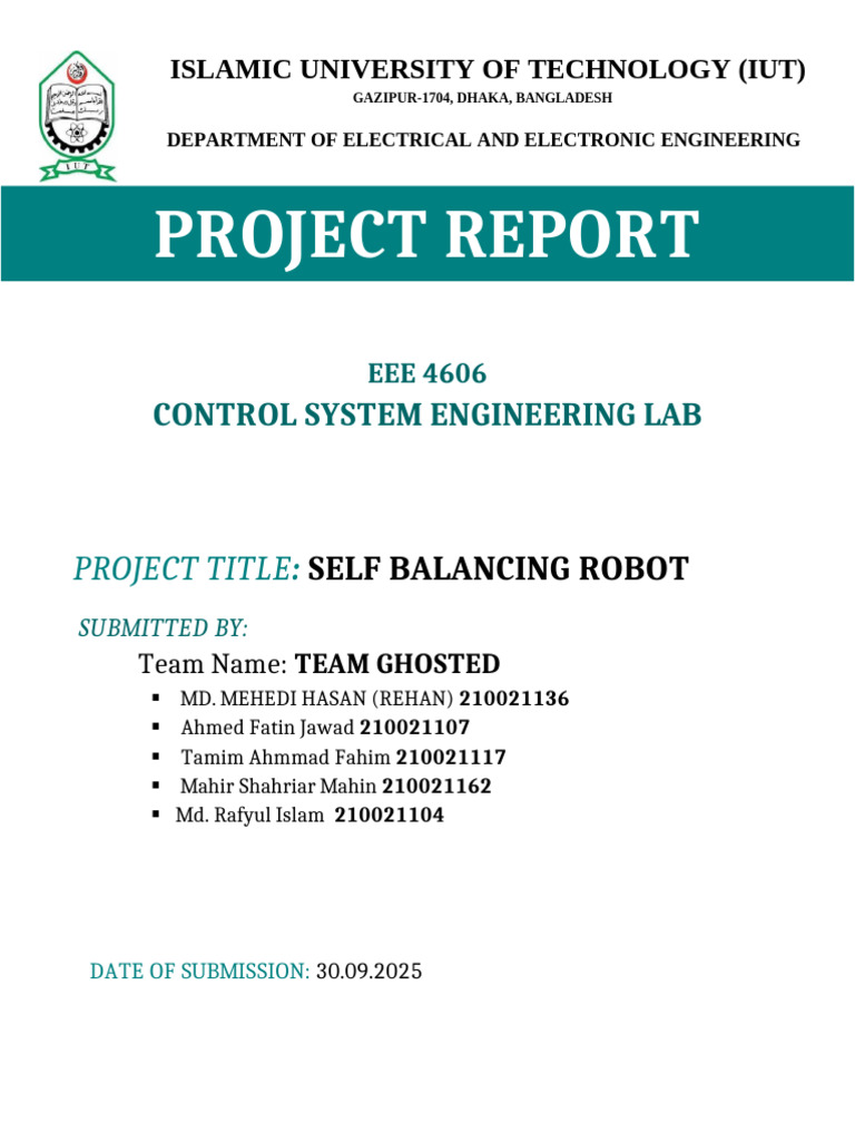 Self-Balancing Robot Project Report | PDF | Arduino | Gyroscope