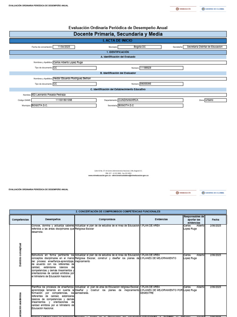 Evaluación Desempeño Docente 2025 | PDF | Evaluación | Aprendizaje