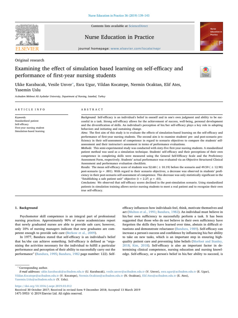 Simulation SelfEfficacy 2019 | PDF | Self Efficacy | Simulation