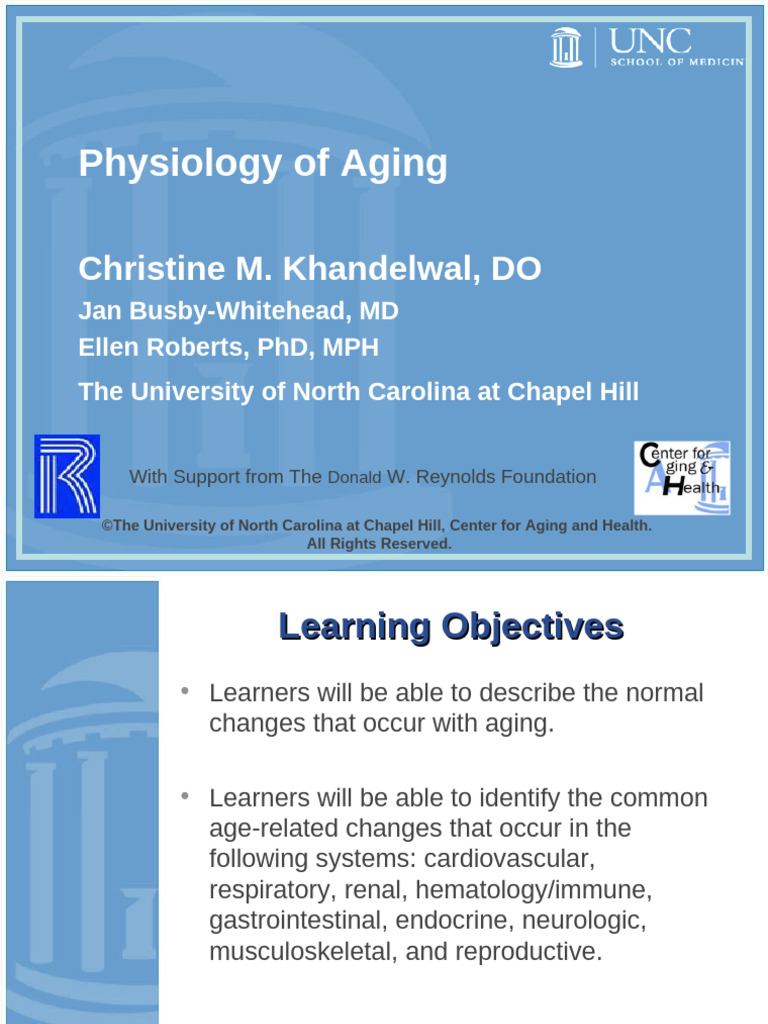 Physiology of Aging Khandelwal 1-23-12 | PDF | Menopause | Respiratory ...