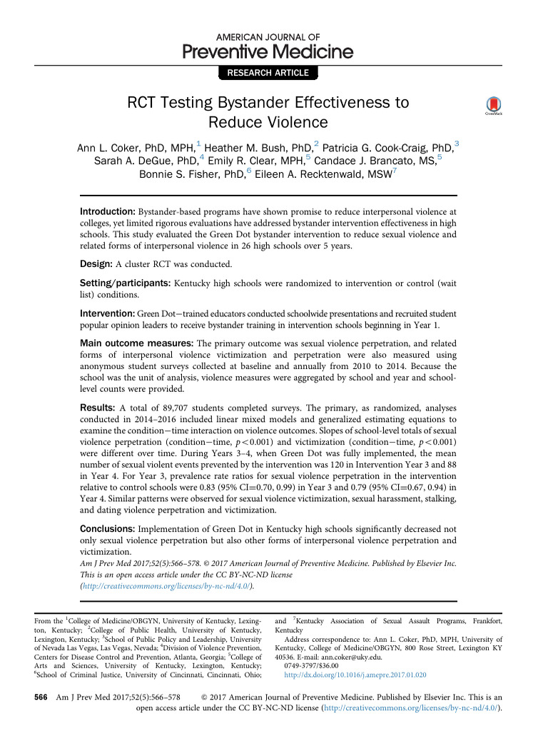 Bystander RCT Violence 2017 | PDF | Violence | Rape