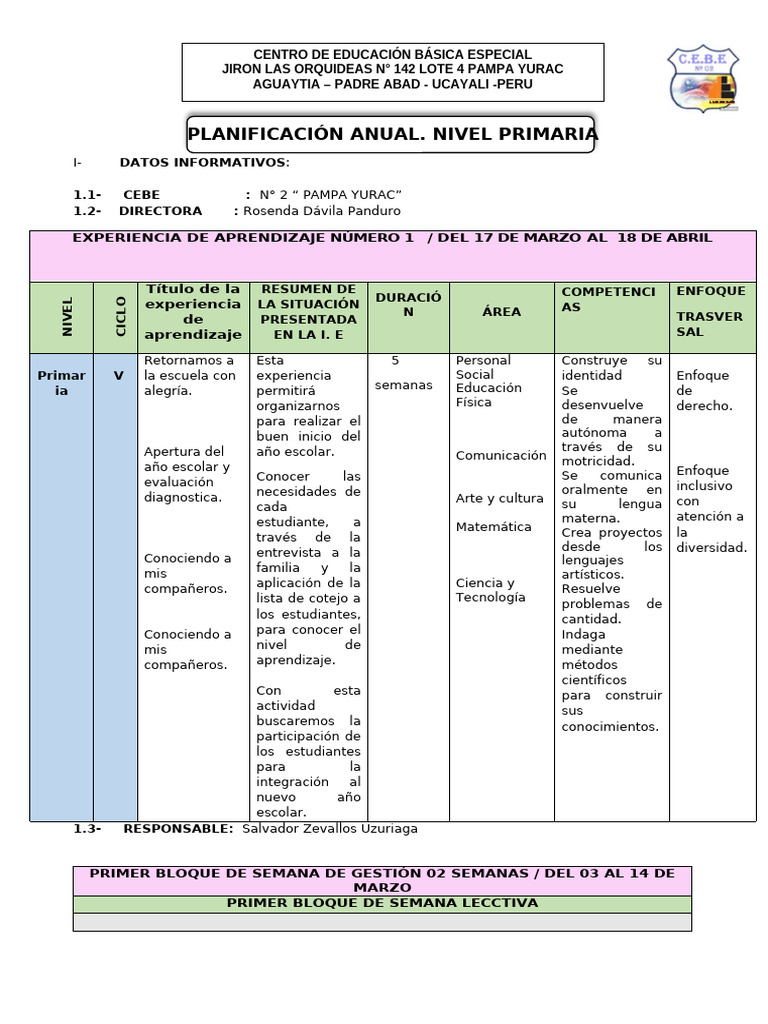 Planificación Anual Primaria 2023 | PDF | Educación primaria | Aprendizaje