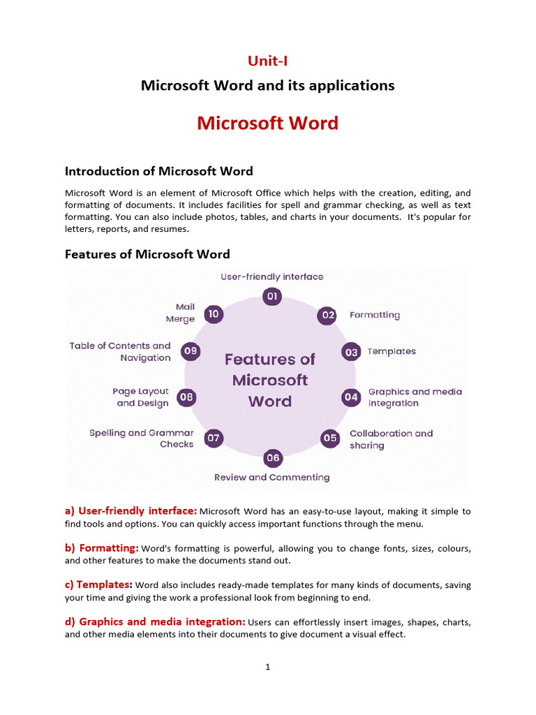 Microsoft Word Features and Uses Guide | PDF | Microsoft Word | Page Layout