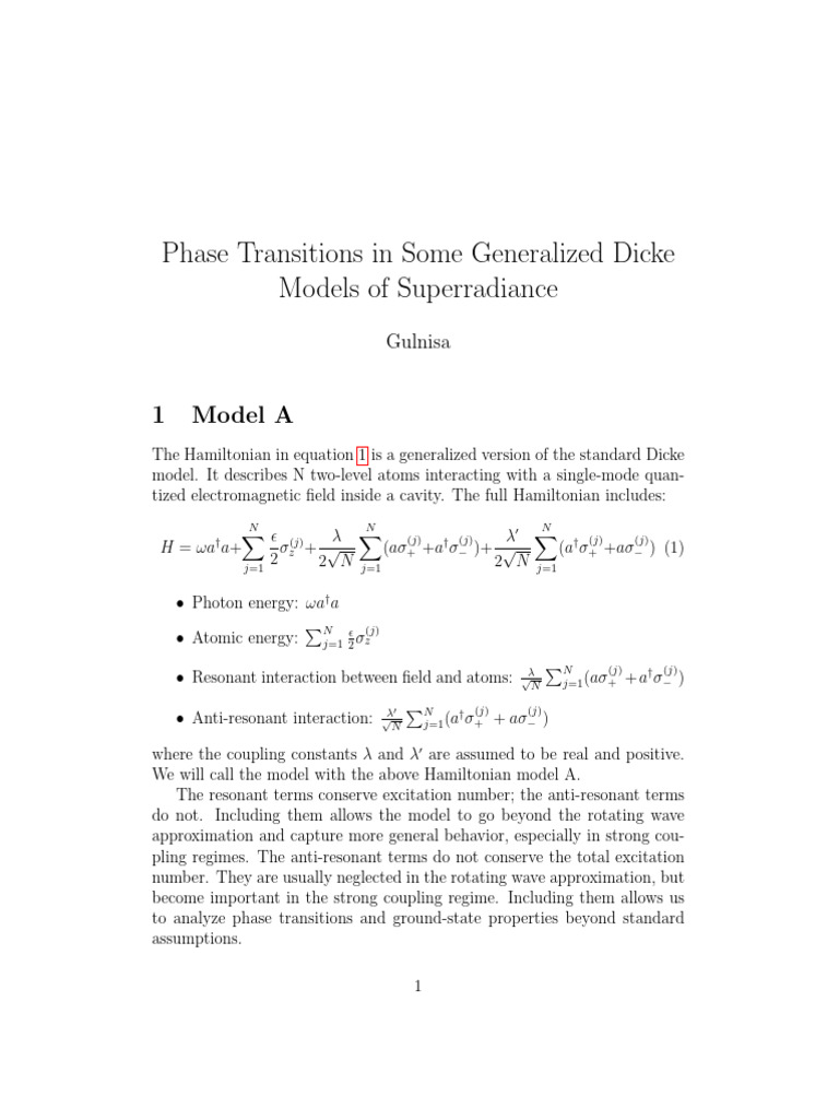 Phase Transitions in Generalized Dicke Models | PDF