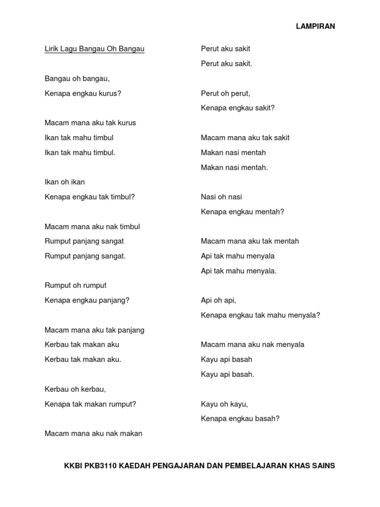 Bangau Oh Bangau In English