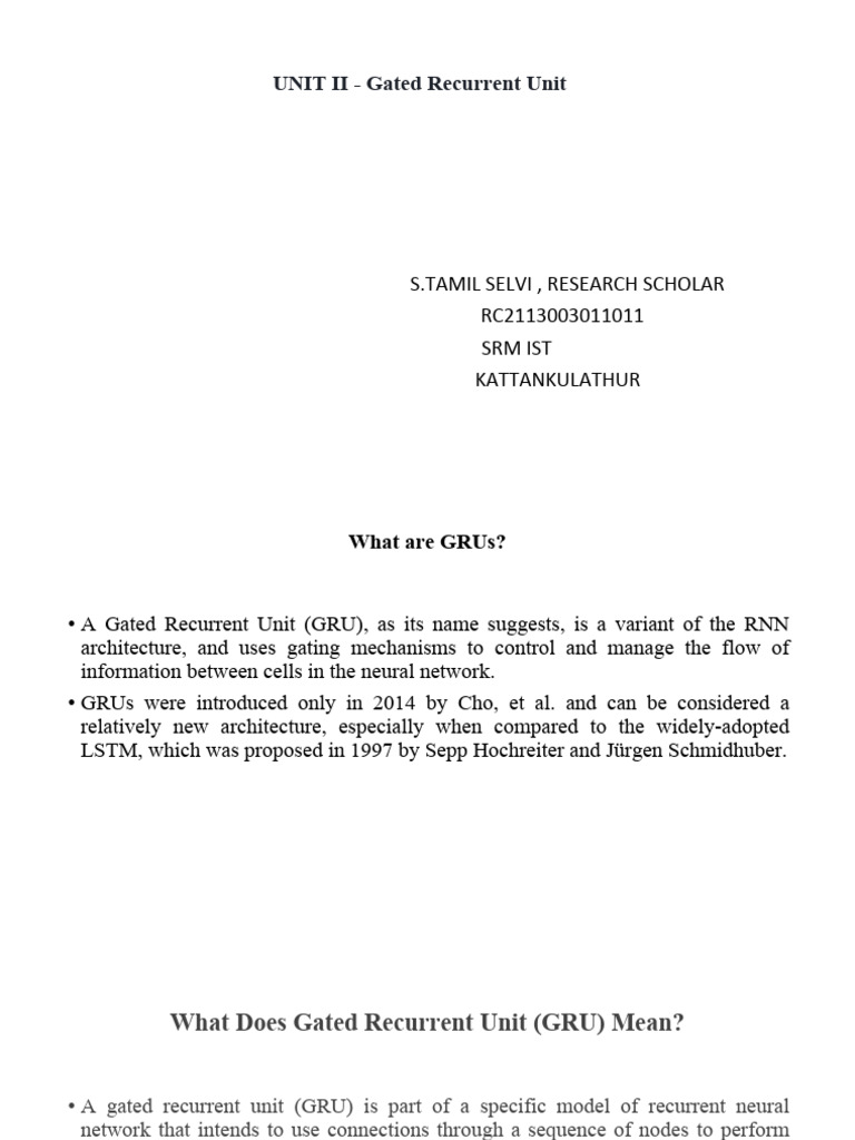 Understanding Gated Recurrent Units (GRUs) | PDF | Applied Mathematics ...
