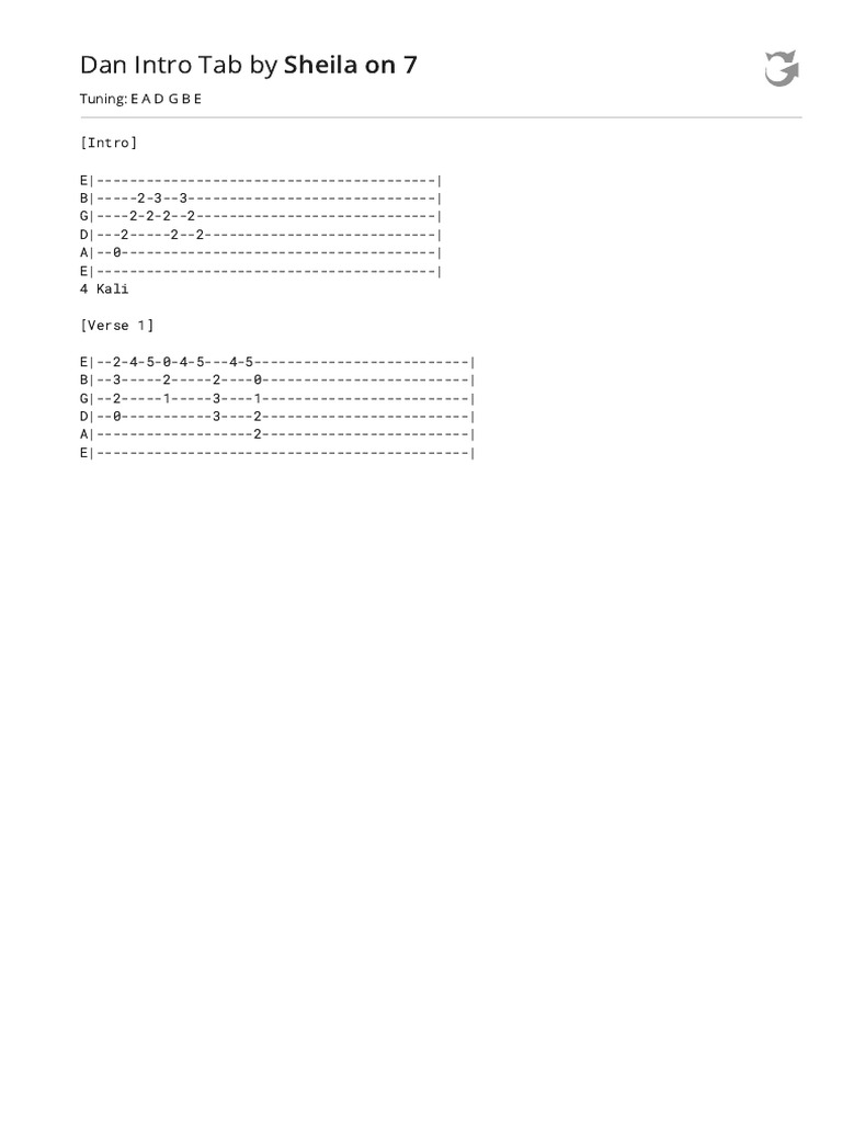 Dan Tab by Sheila On 7tabs at Ultimate Guitar Archive | PDF