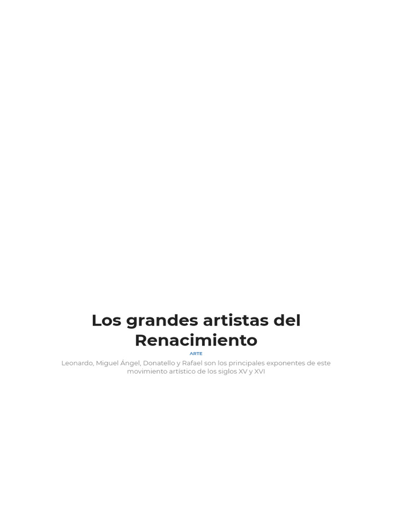 Artistas Clave del Renacimiento | PDF | Miguel Ángel | Leonardo Da Vinci