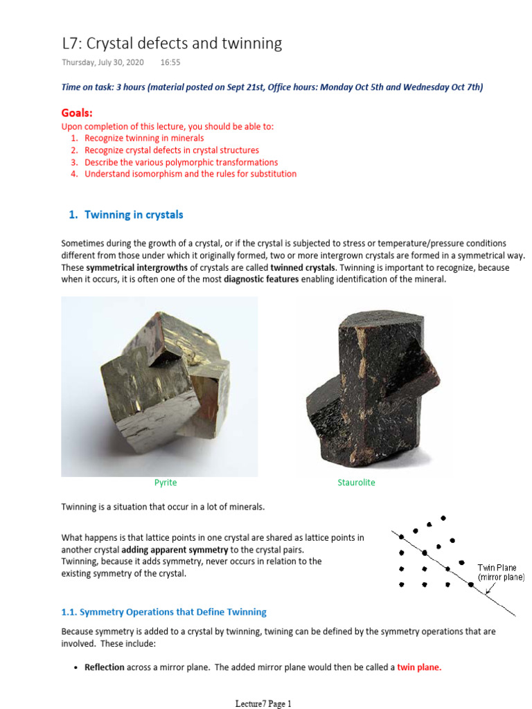 Understanding Crystal Twinning and Defects | PDF | Dislocation | Minerals