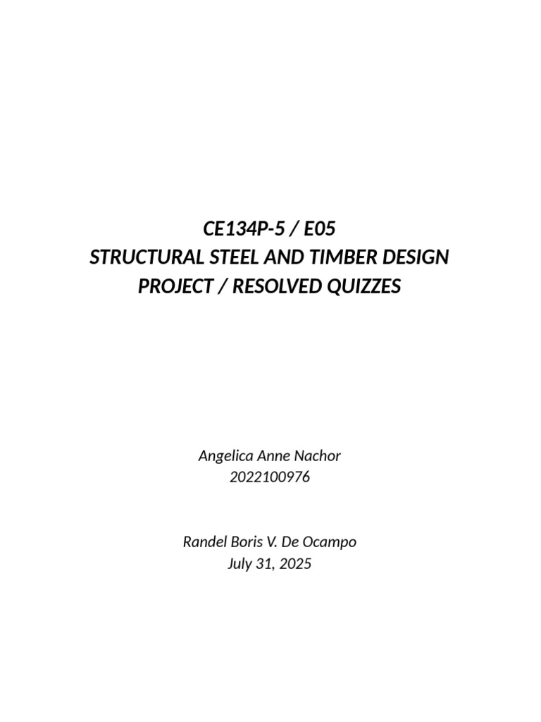 Structural Steel & Timber Design Quiz | PDF