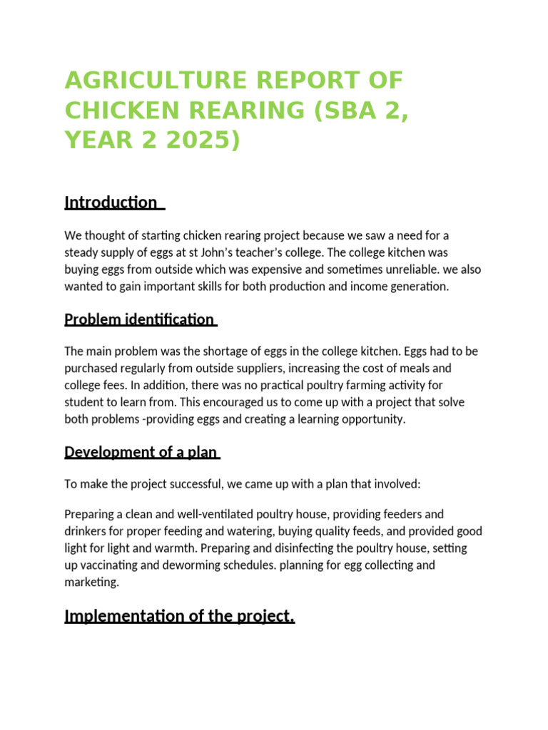 Chicken Rearing Project Report 2025 | PDF | Poultry Farming | Poultry