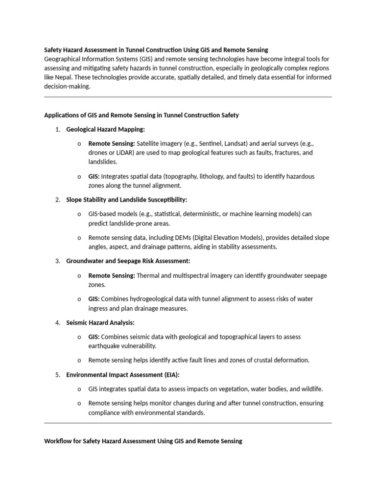 GIS and Remote Sensing for Tunnel Safety | PDF | Geographic Information ...
