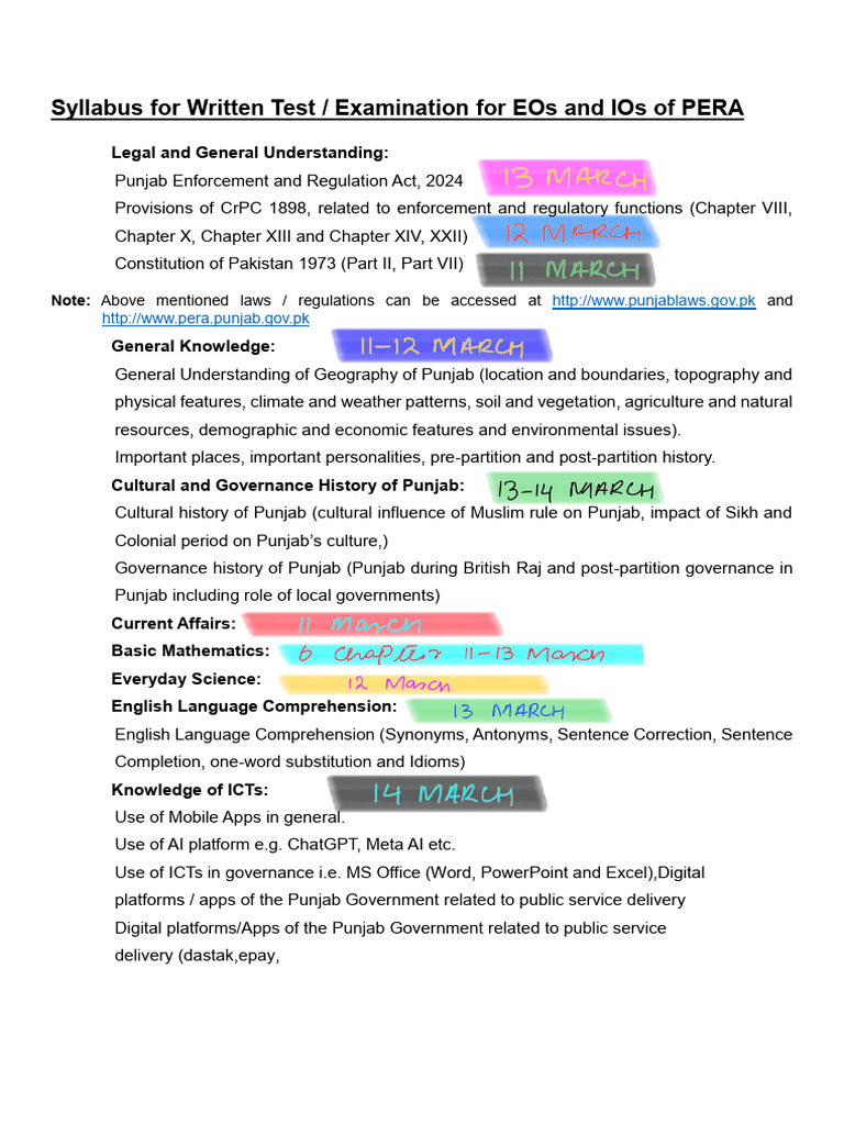 EO Written Test Syllabus Overview | PDF