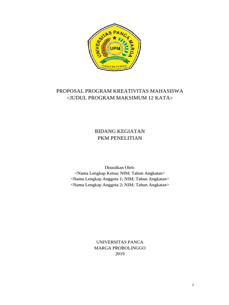 Proposal PKM Penelitian Mahasiswa 2019 | PDF
