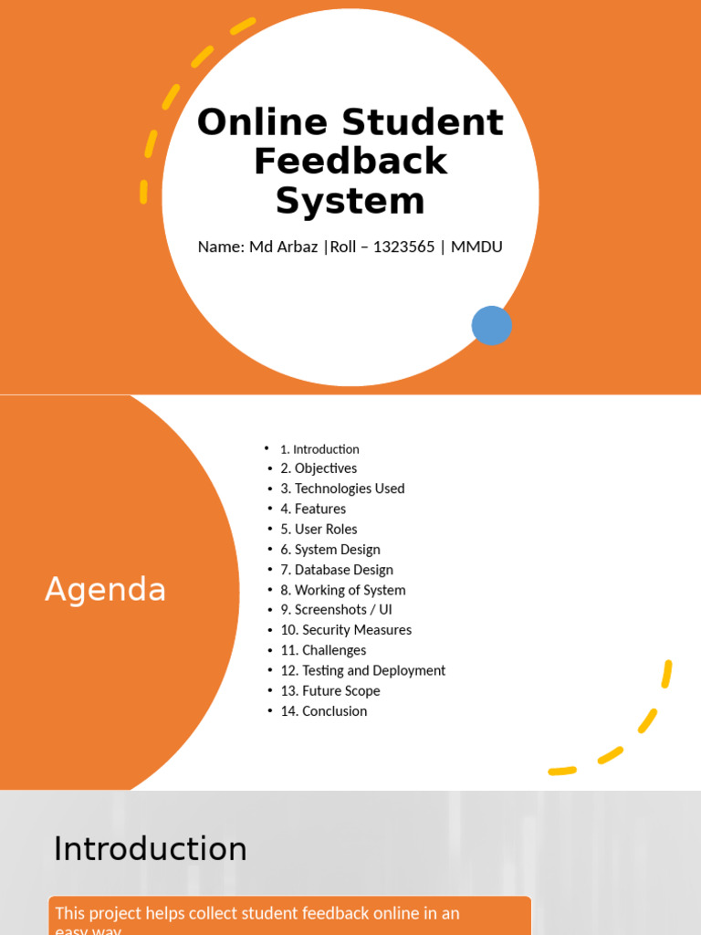 Online Student Feedback System Overview | PDF | Databases | My Sql