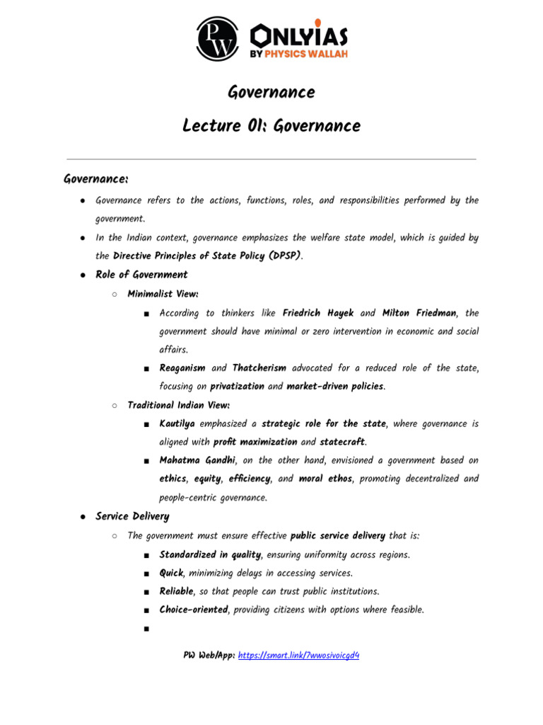 Governance 01 - Daily Class Notes | PDF | Government | Social Ethics