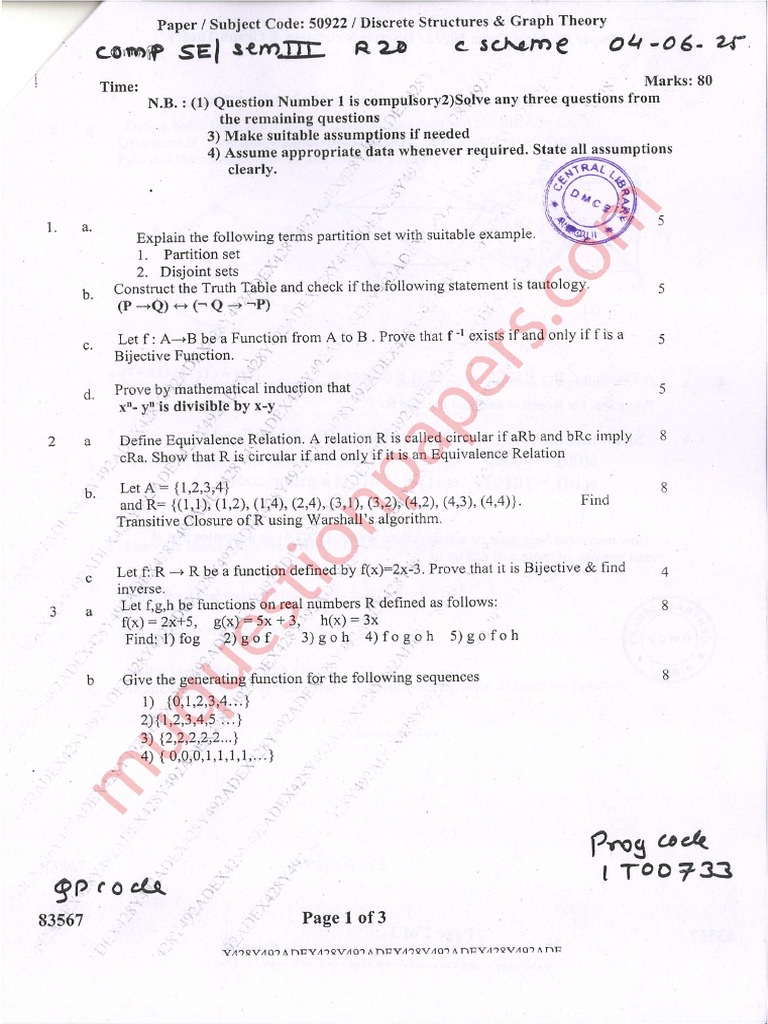 Be Computer Engineering Semester 3 2025 May Discrete Structures and ...