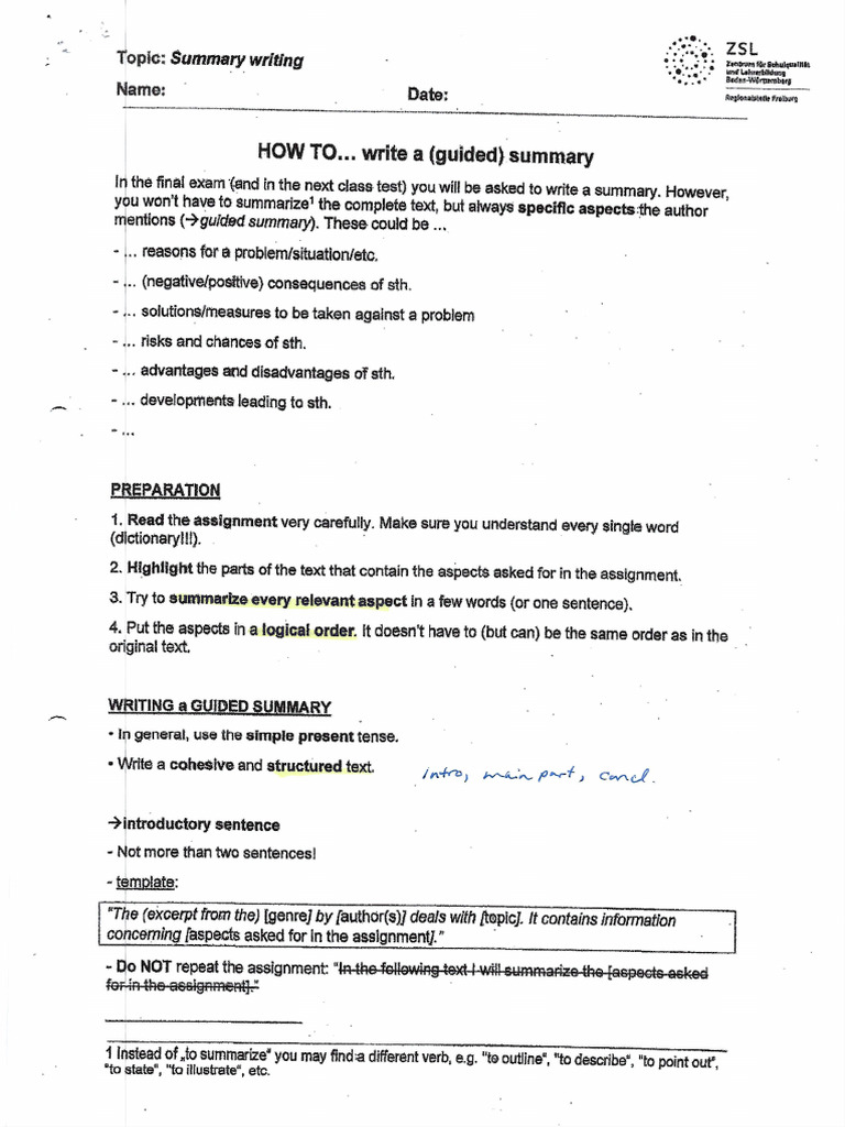 HOW To Write A Summary | PDF