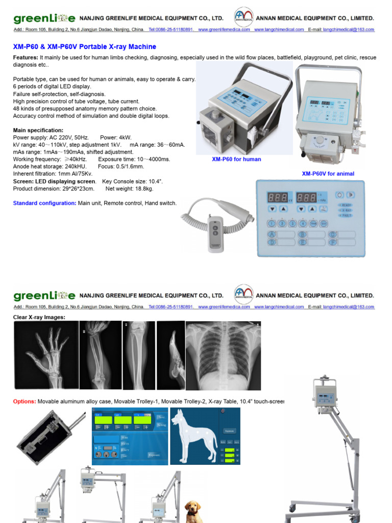 XM-P60, XM-P60V, XM-P60T & XM-P60VT Portable X-ray Machine | PDF