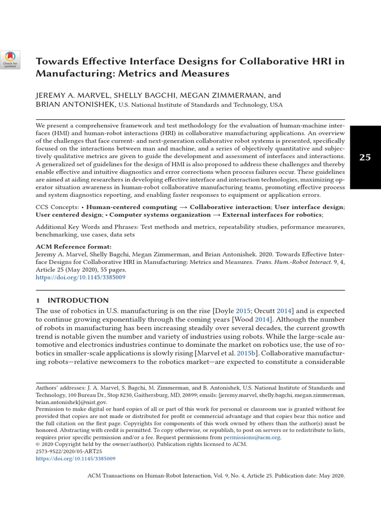 Human Robot Interaction Pdf User Interface Robot