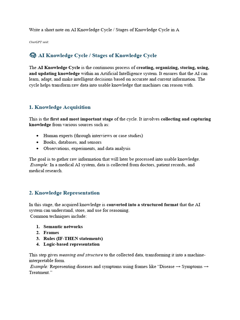 AI Knowledge Cycle Explained | PDF | Linear Regression | Artificial ...