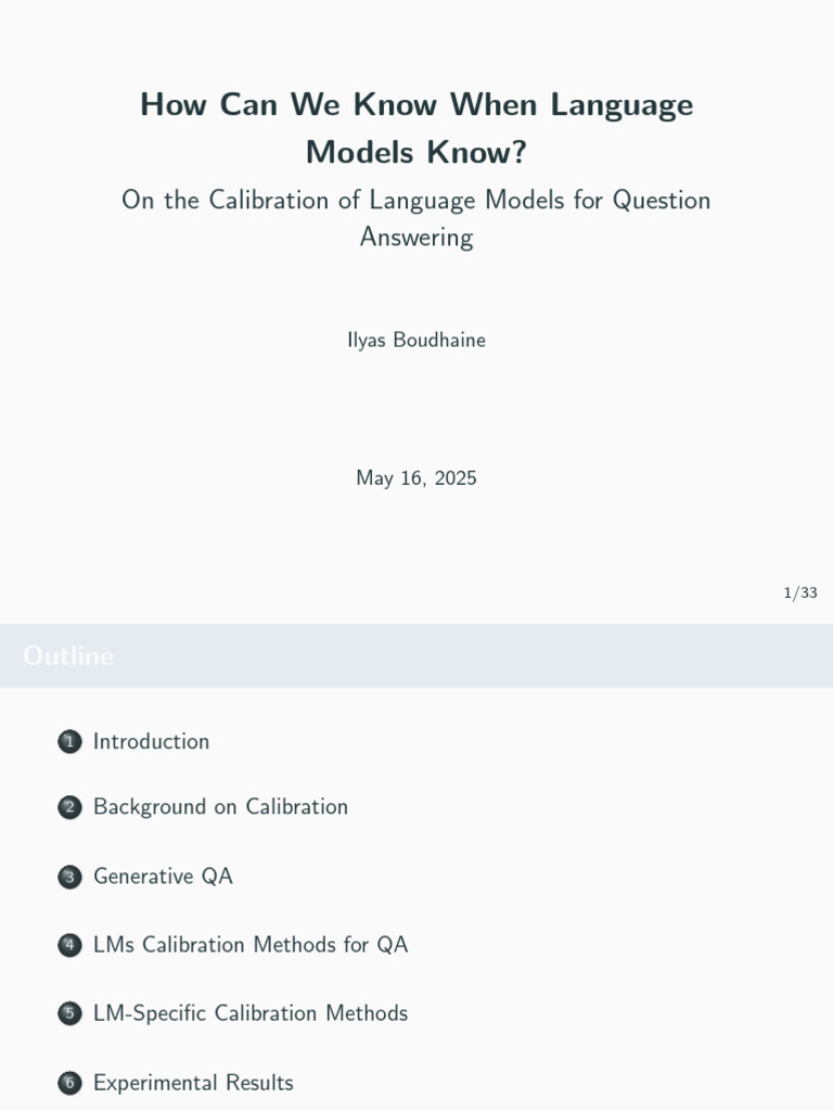 Calibration of Language Models in QA | PDF | Cognitive Science ...