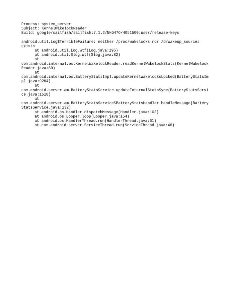 Android Kernel Wakelock Error Analysis | PDF