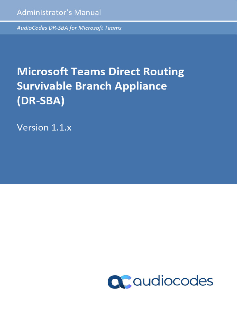 Microsoft Teams Direct Routing Sba Installation and Maintenance Manual ...