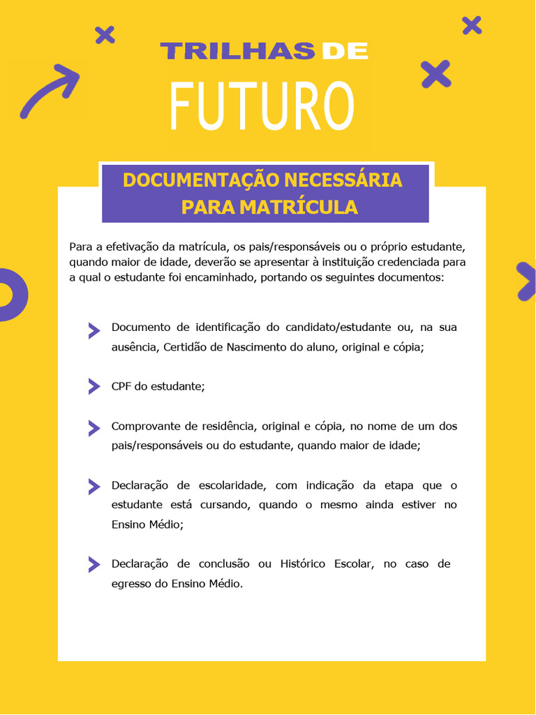 Documentos Necessários para Matrícula | PDF
